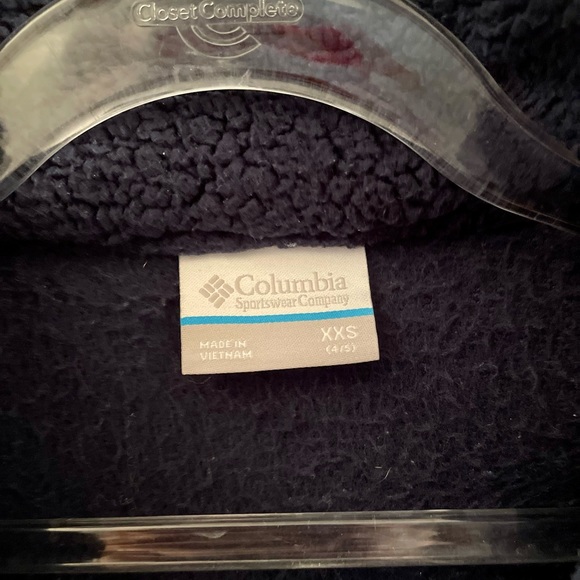 COLUMBIA RUGGED RIDGE FULL ZIP SHERPA SZ XXS ( 4/5) DARK BLUE light wear - Picture 4 of 5
